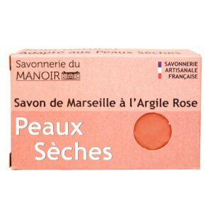 Savon de Marseille à l’argile Rose, Soin Douceur pour Peaux Sèches, 100% Naturel