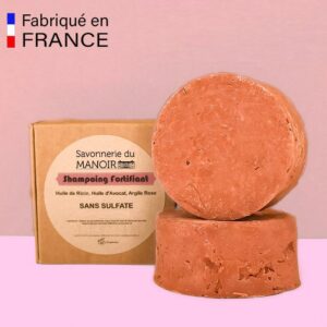 Shampoing Solide Fortifiant à l’Huile de Ricin et l’Argile Rose, 100% artisanal